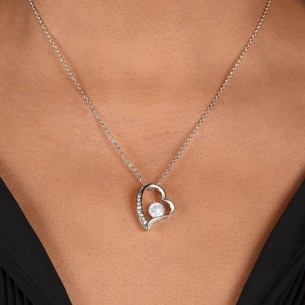 "Her eyes filled with tears as she read this- Dear Mom- Love Your Daughter"  Forever Love Necklace
