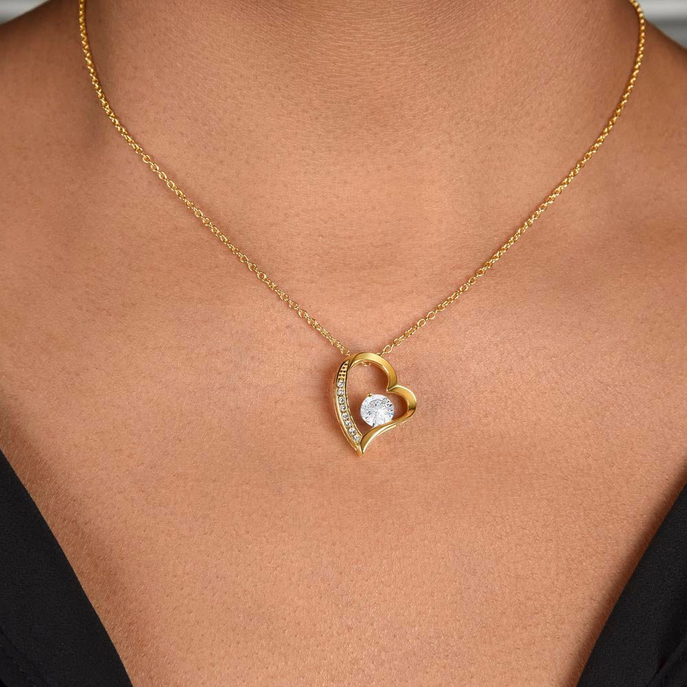 "Her eyes filled with tears as she read this- Dear Mom- Love Your Daughter"  Forever Love Necklace