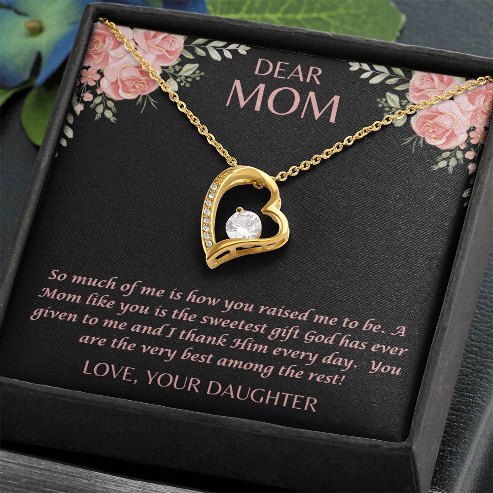 "Her eyes filled with tears as she read this- Dear Mom- Love Your Daughter"  Forever Love Necklace
