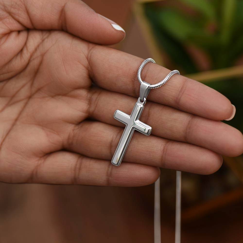 To My Dear Grandpa,  Love your Granddaughter, Stainless Steel Cross