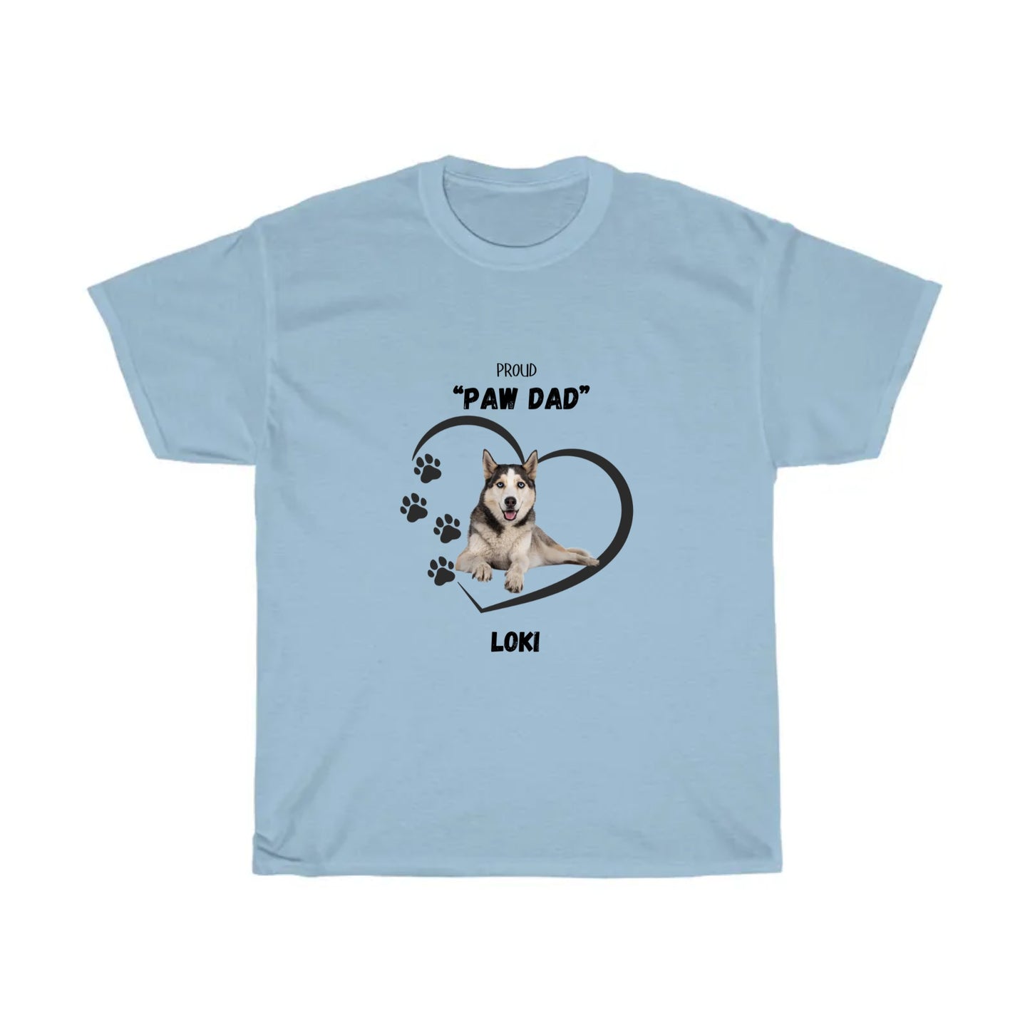 "PAW DAD" Husky Personalized Heavy Cotton Tee