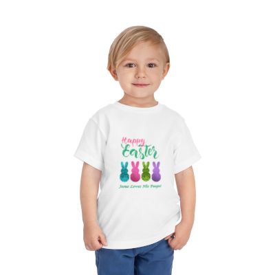 "Happy Easter" Kids Fine Jersey Tee - Glitter Bunny Design
