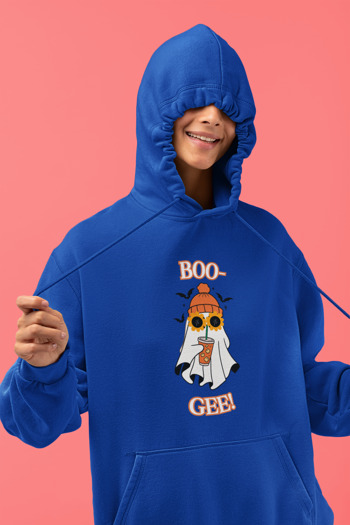 "Boo-Gee Ghost", Royal  Blue Unisex Pull Over Hoodie
