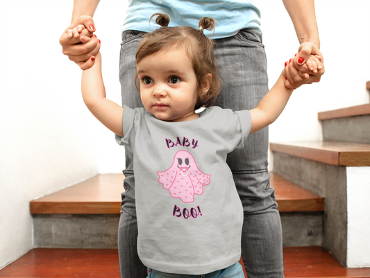 "Baby Boo-Pink" Ghost Infant Halloween Tee