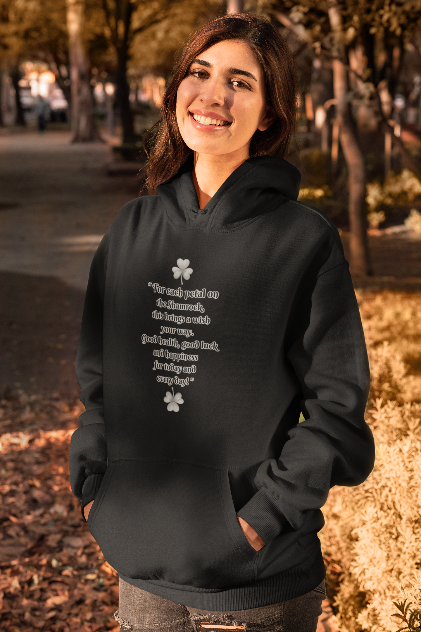 "Irish Blessing"-Shamrock Wiseman" Unisex Pullover Hoodie With Front And Back Designs Perfect For St.Patrick's Day Or Anytime of The Year!