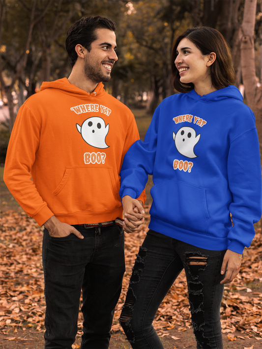 "WHERE Y'AT BOO" Pullover Hoodie. Fun,Halloween/Fall Seasonal Wear!