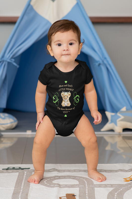 "Mom and Dad's Little Prince"  Infant Jersey Bodysuit- Green Design