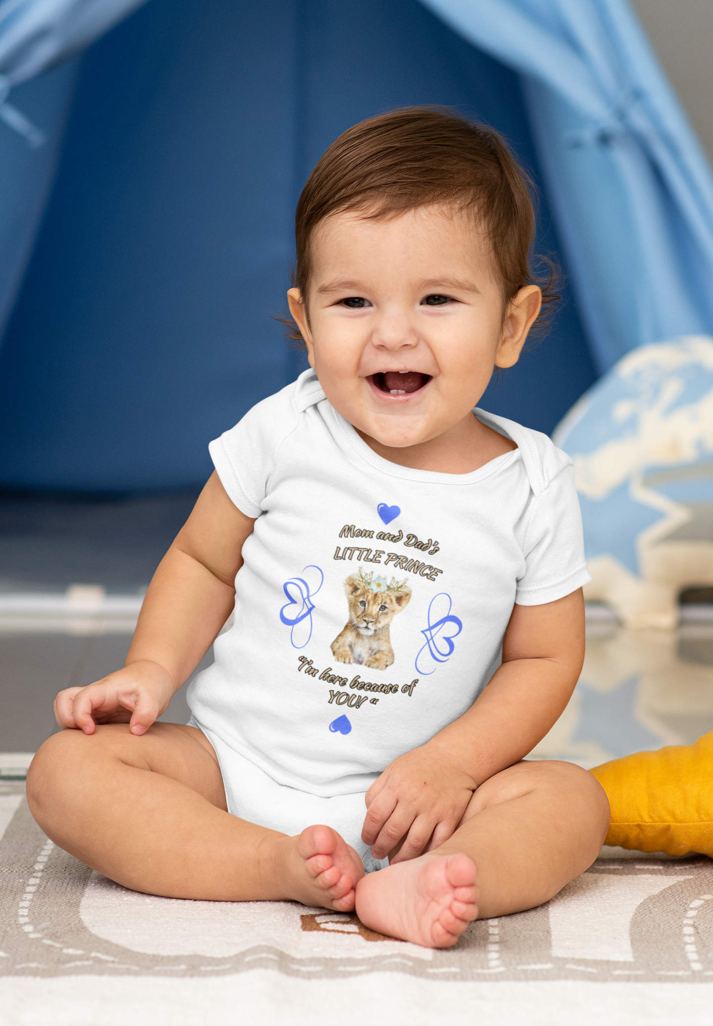 "Mom And Dad's Little Prince", Infant Jersey Bodysuit-Blue Design