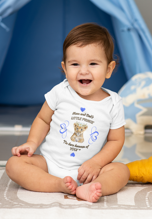 "Mom And Dad's Little Prince", Infant Jersey Bodysuit-Blue Design