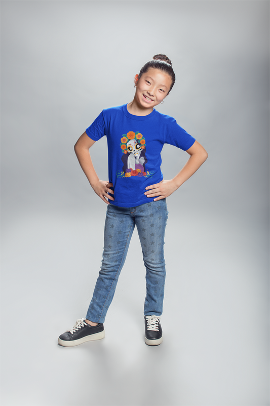 "Katrina Floral Sugar Skull" Floral Cartoon Kids Tee
