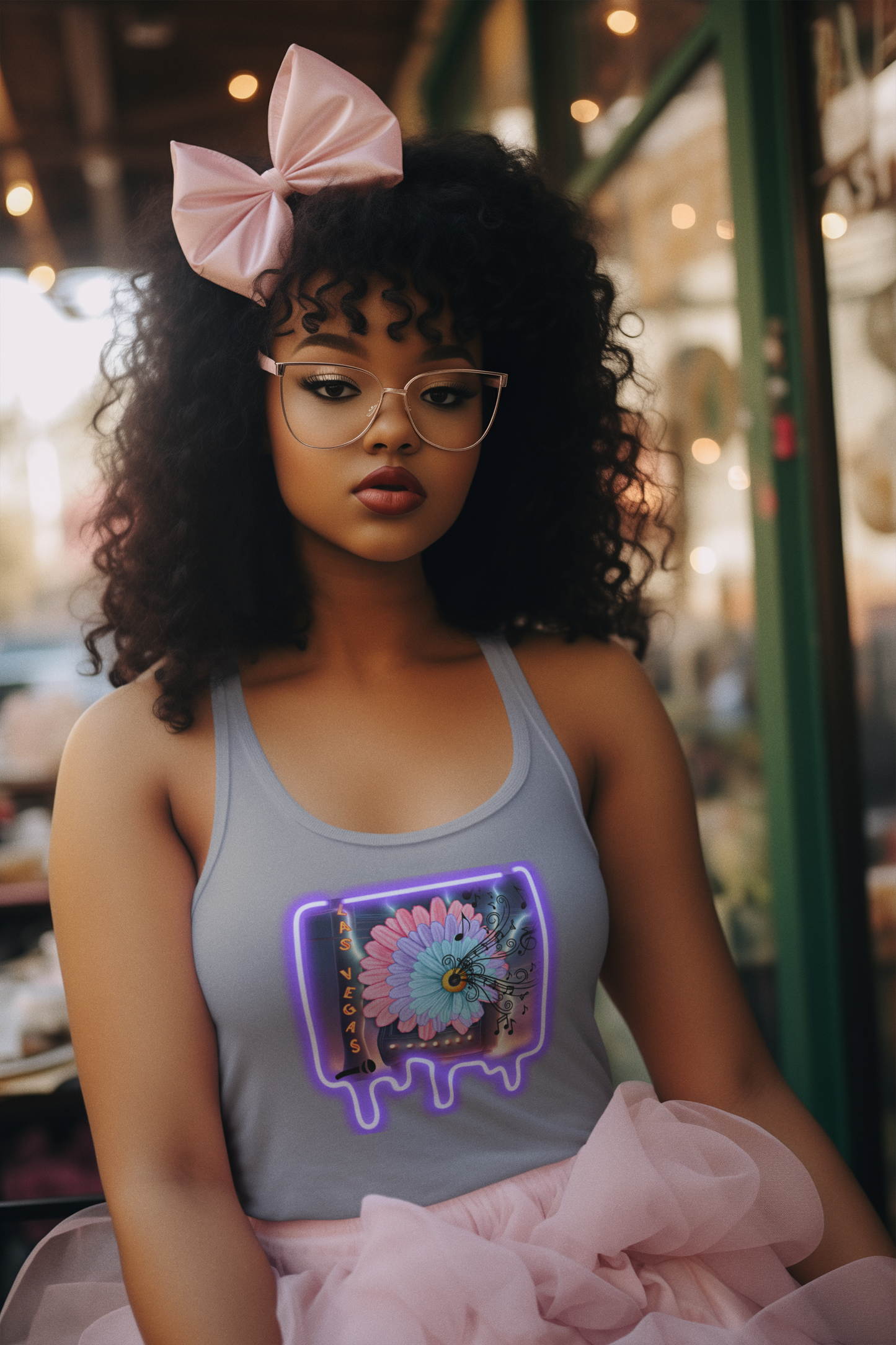 Neon Las Vegas  Ladies Ideal Racerback Tank, Las Vegas