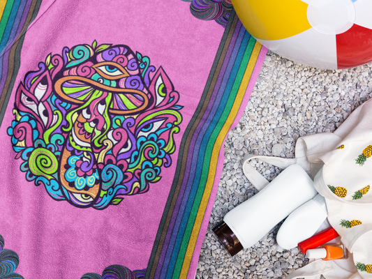 "Groovy Mushroom"  Beach Towel, 35 x 70 in